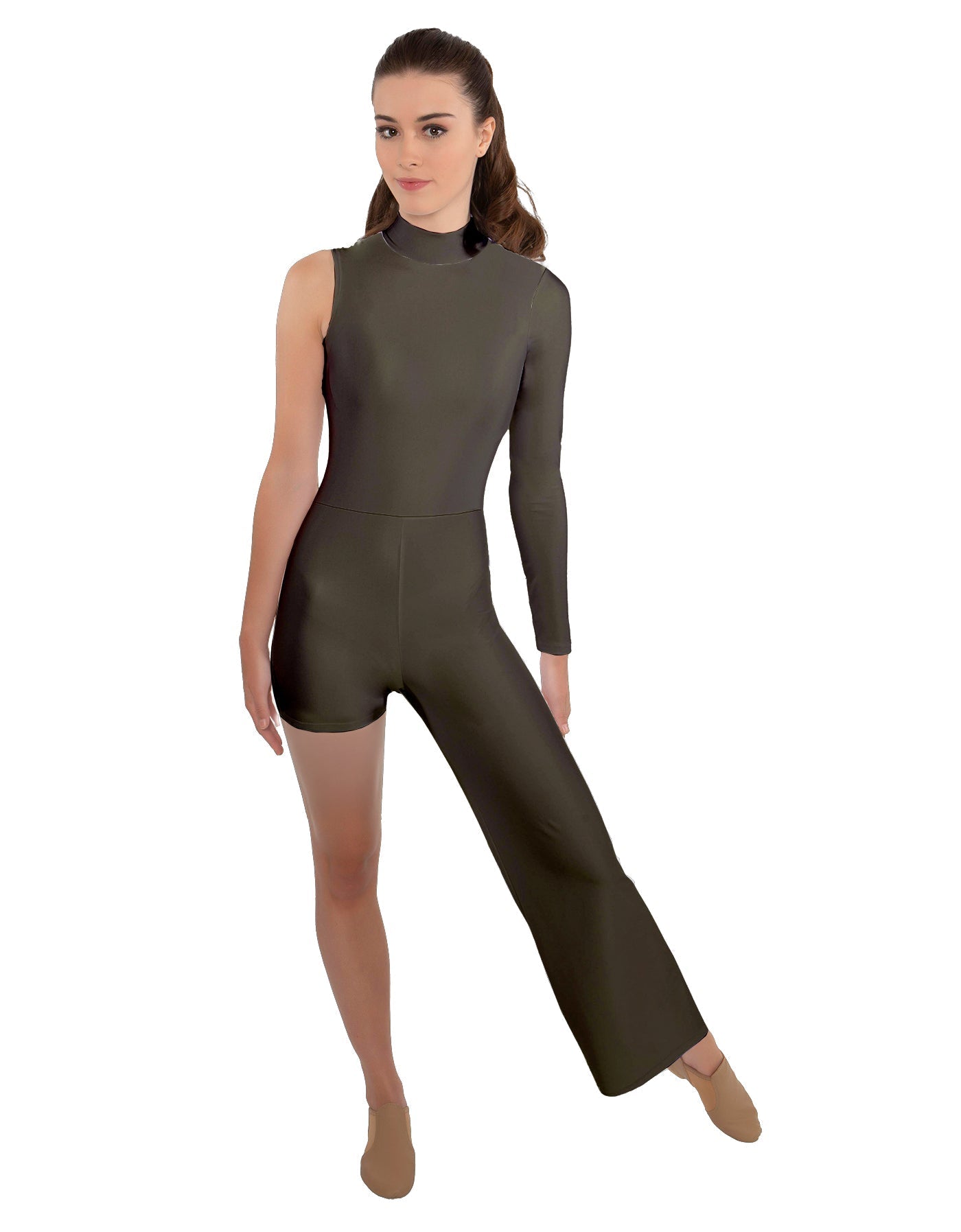 Solid Lycra Half and Half Tap Pant Unitard