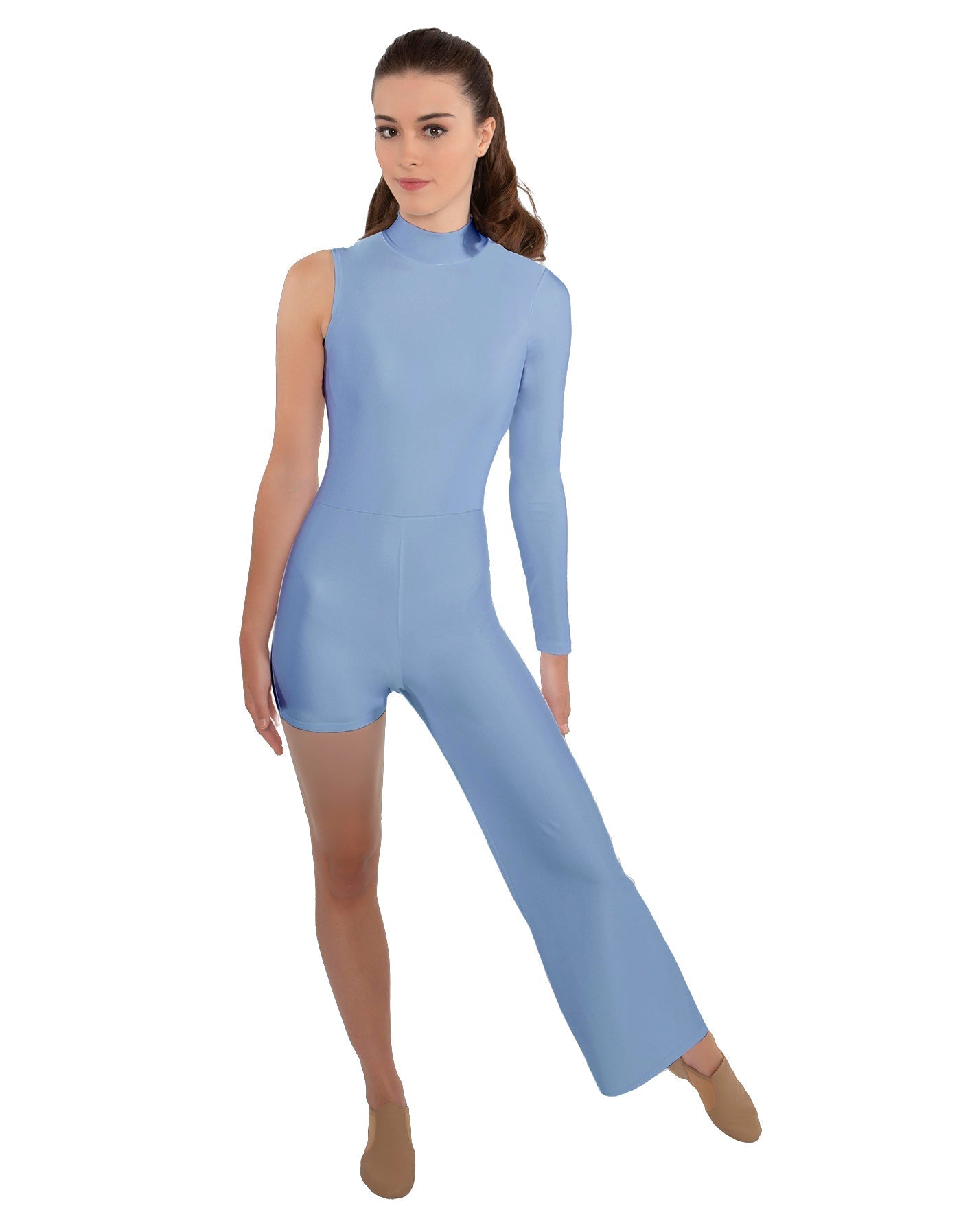 Solid Lycra Half and Half Tap Pant Unitard