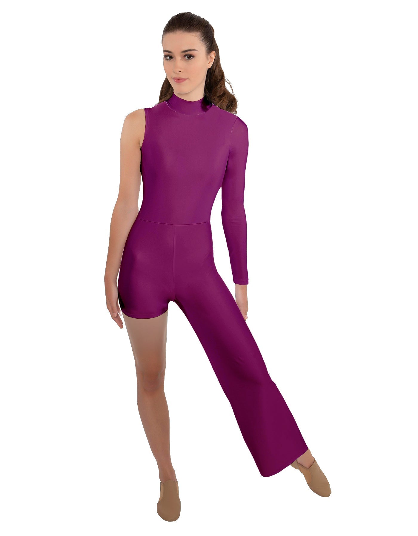 Solid Lycra Half and Half Tap Pant Unitard