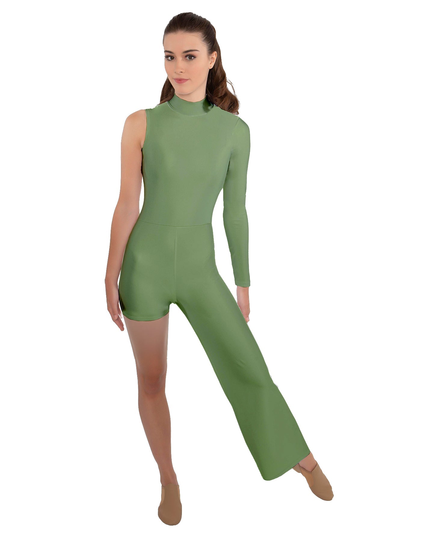 Solid Lycra Half and Half Tap Pant Unitard