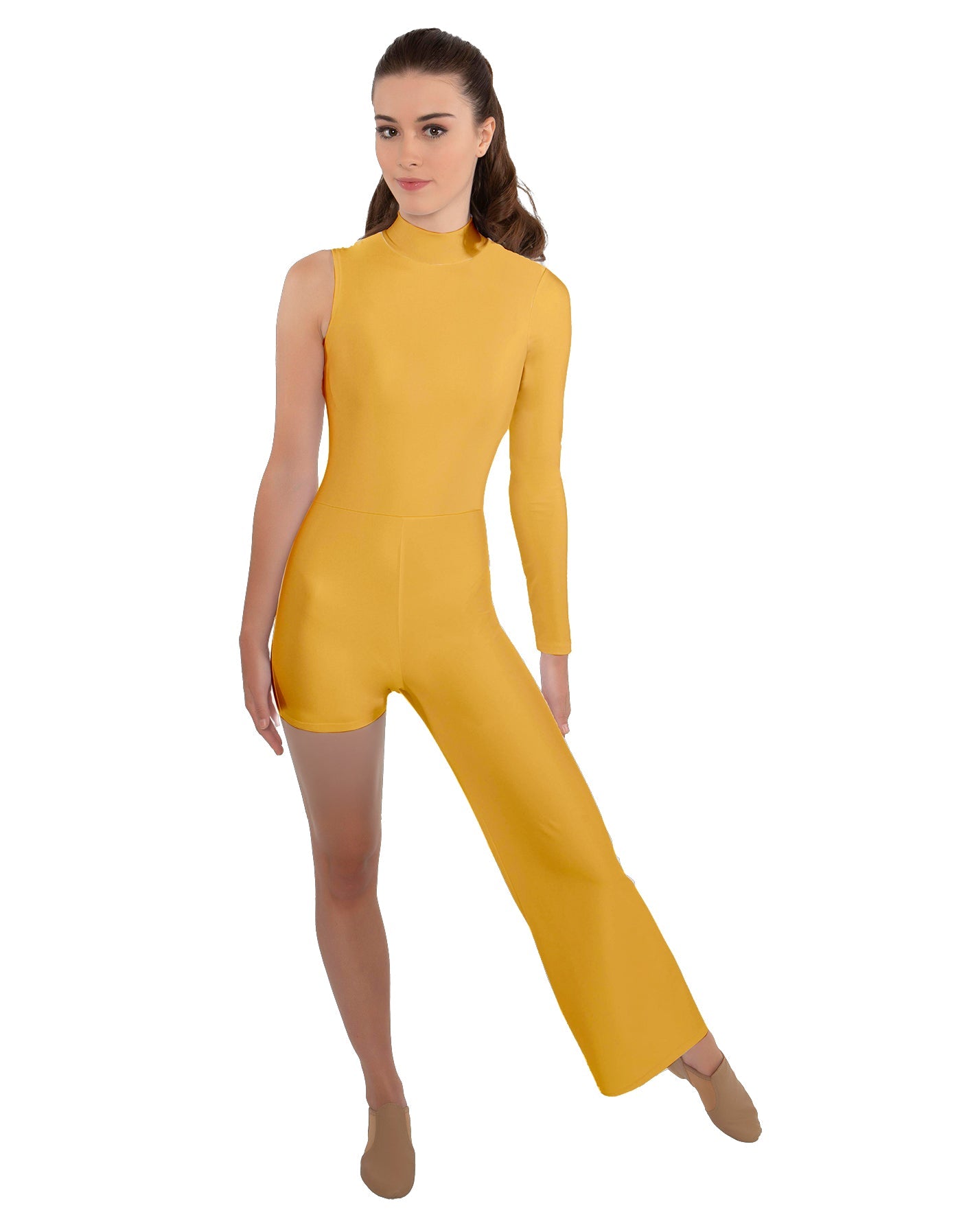 Solid Lycra Half and Half Tap Pant Unitard