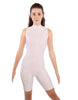 Solid Lycra T Neck Sleeveless Biketard - Bike Short Length - Zipper Back
