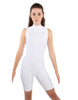 Solid Lycra T Neck Sleeveless Biketard - Bike Short Length - Zipper Back
