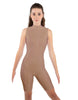 Solid Lycra T Neck Sleeveless Biketard - Bike Short Length - Zipper Back