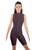 Solid Lycra T Neck Sleeveless Biketard - Bike Short Length - Zipper Back