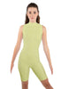 Solid Lycra T Neck Sleeveless Biketard - Bike Short Length - Zipper Back
