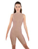 Solid Lycra T Neck Sleeveless Biketard - Bike Short Length - Zipper Back