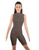Solid Lycra T Neck Sleeveless Biketard - Bike Short Length - Zipper Back