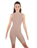 Solid Lycra T Neck Sleeveless Biketard - Bike Short Length - Zipper Back
