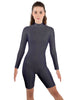 Solid Lycra LS T Neck Bikeshort Biketard - Zipper Back