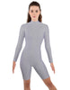Solid Lycra LS T Neck Bikeshort Biketard - Zipper Back