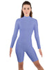 Solid Lycra LS T Neck Bikeshort Biketard - Zipper Back