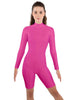 Solid Lycra LS T Neck Bikeshort Biketard - Zipper Back