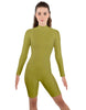 Solid Lycra LS T Neck Bikeshort Biketard - Zipper Back