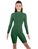 Solid Lycra LS T Neck Bikeshort Biketard - Zipper Back