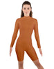 Solid Lycra LS T Neck Bikeshort Biketard - Zipper Back