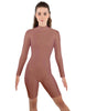 Solid Lycra LS T Neck Bikeshort Biketard - Zipper Back
