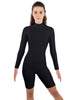 Solid Lycra LS T Neck Bikeshort Biketard - Zipper Back