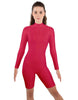Solid Lycra LS T Neck Bikeshort Biketard - Zipper Back