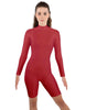 Solid Lycra LS T Neck Bikeshort Biketard - Zipper Back