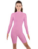 Solid Lycra LS T Neck Bikeshort Biketard - Zipper Back