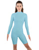Solid Lycra LS T Neck Bikeshort Biketard - Zipper Back