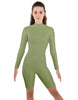 Solid Lycra LS T Neck Bikeshort Biketard - Zipper Back