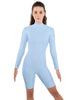 Solid Lycra LS T Neck Bikeshort Biketard - Zipper Back
