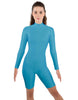 Solid Lycra LS T Neck Bikeshort Biketard - Zipper Back