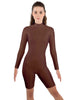 Solid Lycra LS T Neck Bikeshort Biketard - Zipper Back