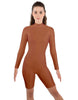 Solid Lycra LS T Neck Bikeshort Biketard - Zipper Back
