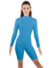 Solid Lycra LS T Neck Bikeshort Biketard - Zipper Back