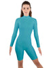 Solid Lycra LS T Neck Bikeshort Biketard - Zipper Back