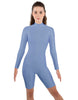 Solid Lycra LS T Neck Bikeshort Biketard - Zipper Back