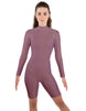 Solid Lycra LS T Neck Bikeshort Biketard - Zipper Back