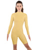 Solid Lycra LS T Neck Bikeshort Biketard - Zipper Back