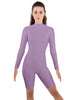 Solid Lycra LS T Neck Bikeshort Biketard - Zipper Back