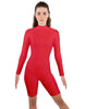 Solid Lycra LS T Neck Bikeshort Biketard - Zipper Back
