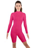 Solid Lycra LS T Neck Bikeshort Biketard - Zipper Back