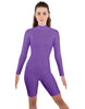 Solid Lycra LS T Neck Bikeshort Biketard - Zipper Back