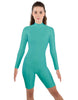 Solid Lycra LS T Neck Bikeshort Biketard - Zipper Back