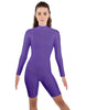 Solid Lycra LS T Neck Bikeshort Biketard - Zipper Back