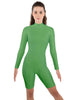 Solid Lycra LS T Neck Bikeshort Biketard - Zipper Back