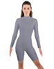 Solid Lycra LS T Neck Bikeshort Biketard - Zipper Back