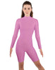Solid Lycra LS T Neck Bikeshort Biketard - Zipper Back