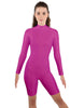 Solid Lycra LS T Neck Bikeshort Biketard - Zipper Back