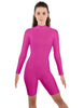 Solid Lycra LS T Neck Bikeshort Biketard - Zipper Back