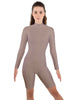 Solid Lycra LS T Neck Bikeshort Biketard - Zipper Back