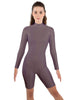 Solid Lycra LS T Neck Bikeshort Biketard - Zipper Back