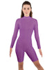Solid Lycra LS T Neck Bikeshort Biketard - Zipper Back